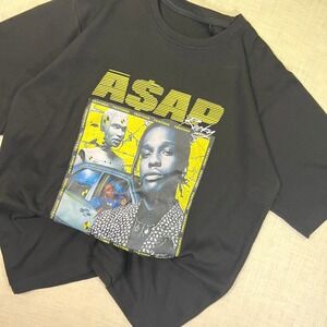Rap Tee ASAP Rocky T-Shirt Testing Album Graphic Print Men XL Black Short Sleeve